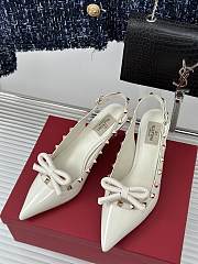 Valentino Rockstud Bow Slingback Pump Patent White Heel 6cm - 1