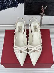 Valentino Rockstud Bow Slingback Pump Patent White Heel 6cm - 2