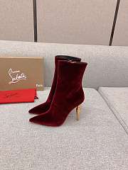 Christian Louboutin Burgundy Velvet Ankle Boots 10cm - 4