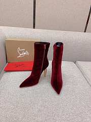 Christian Louboutin Burgundy Velvet Ankle Boots 10cm - 2