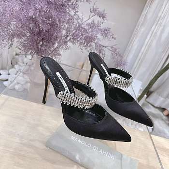 Manolo Blahnik Lutara 90 Embellished Black Mules 9cm