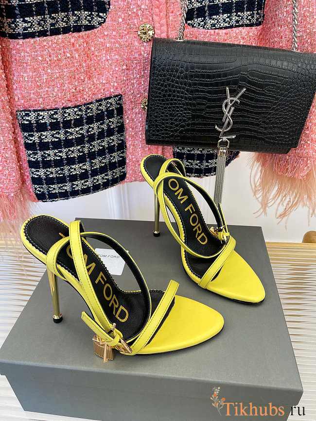 Tom Ford Padlock Yellow Sandals Heels 10.5cm - 1