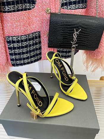 Tom Ford Padlock Yellow Sandals Heels 10.5cm