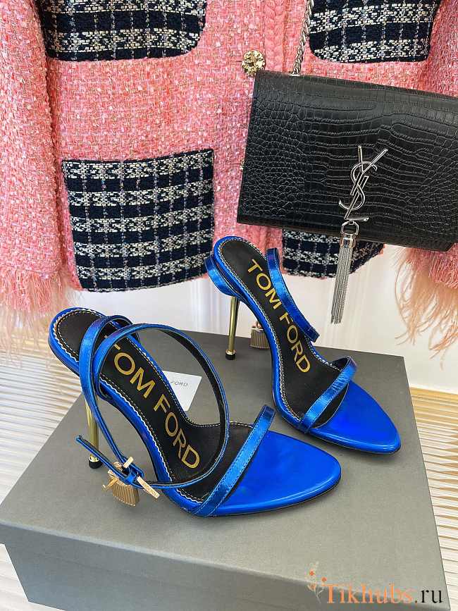 Tom Ford Padlock Blue Sandals Heels 10.5cm - 1