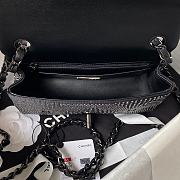 Chanel Small Flap Classic Handbag Velvet Crystal Pearl Black 20cm - 4