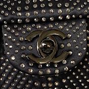 Chanel Small Flap Classic Handbag Velvet Crystal Pearl Black 20cm - 2