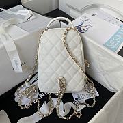 Chanel Backpack Mini White Caviar Gold 18x13x9cm - 3
