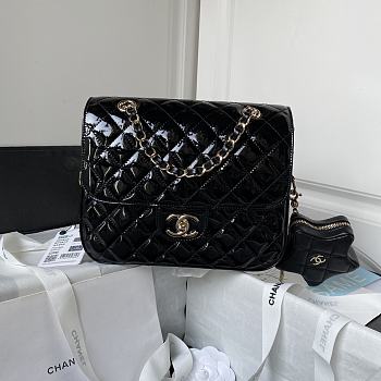 Chanel Backpack Star Coin Purse Black Patent 22.5 × 22.5 × 6 cm