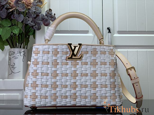 Louis Vuitton LV Capucines MM White Coated Canvas 31.5cm - 1