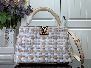 Louis Vuitton LV Capucines MM White Coated Canvas 31.5cm