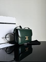 Celine Triomphe Bag In Shiny Calfskin Green 22x16.5x7cm - 5