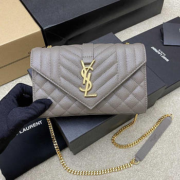 YSL Small Envelope Bag Grey Gold 21 × 13 × 6 cm