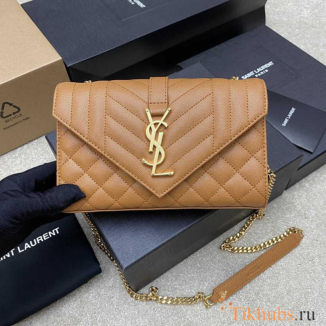 YSL Small Envelope Bag Caramel Gold 21 × 13 × 6 cm - 1