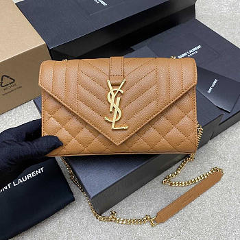 YSL Small Envelope Bag Caramel Gold 21 × 13 × 6 cm