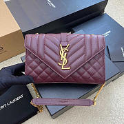 YSL Small Envelope Bag Red Wine Gold 21 × 13 × 6 cm - 1