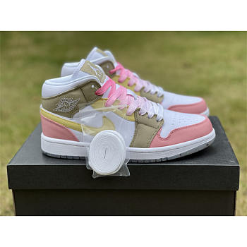 Air Jordan 1 Mid GS Pastel Grind Vivid/Grind Sneaker