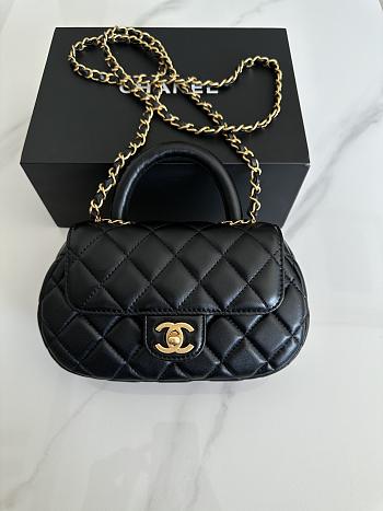 Chanel Small Bag With Handle Black Lambskin 20.5x11.5x5.5cm