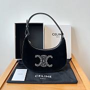 Celine Ava Bag Triomphe Velvet Strass Black 24.5x17x9cm - 1