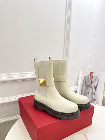 Valentino Garavani White One Stud Beatle Leather Boots