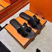 Hermes Oran Black Slipper - 4