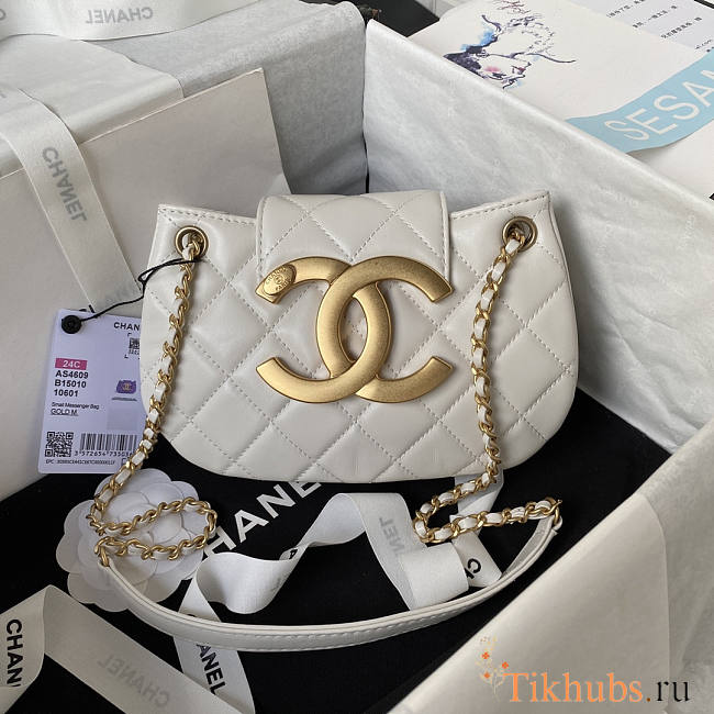 Chanel Small Messenger White Gold Bag 21x14x5cm - 1