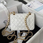 Chanel Flap Bag White Gold Hardware 19x14x6cm - 6