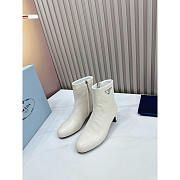 Prada Leather Ankle Boots White - 4