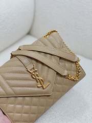 YSL Envelope Calfskin Beige Gold 24x17.5x6cm - 6