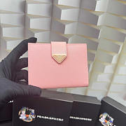Prada Small Saffiano And Smooth Leather Wallet Pink 10x9x2cm - 1