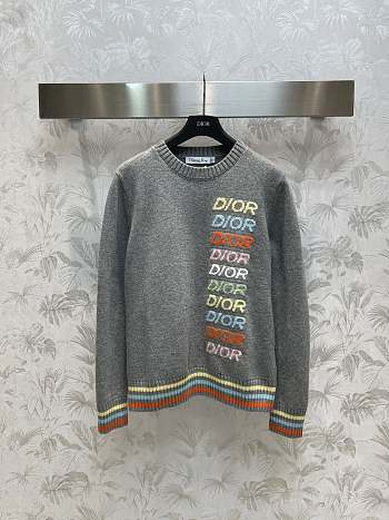 Dior Sweater Grey Cashmere Intarsia