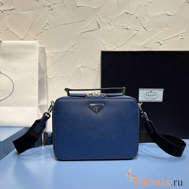 Prada Medium Brique Saffiano Leather Bag Bluette 22x16x6cm - 1