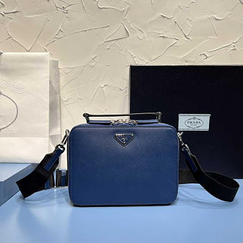 Prada Medium Brique Saffiano Leather Bag Bluette 22x16x6cm