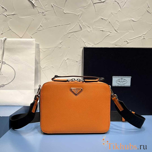 Prada Medium Brique Saffiano Leather Bag Papaya 22x16x6cm - 1