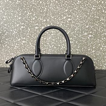 Valentino Rockstud E/W Calfskin Handbag Black 34x11x8cm