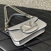 Valentino Small Loco Metallic Calfskin Silver Shoulder Bag 20x11x5cm - 6