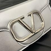 Valentino Small Loco Metallic Calfskin Silver Shoulder Bag 20x11x5cm - 4