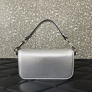 Valentino Small Loco Metallic Calfskin Silver Shoulder Bag 20x11x5cm - 2