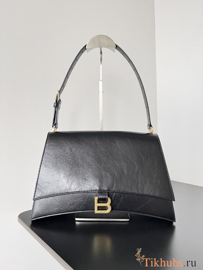 Balenciaga Crush Medium Sing Bag In Black Gold 31x21x11cm - 1