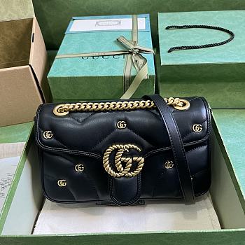 Gucci Marmont Small Shoulder Black Bag 26x15x7cm