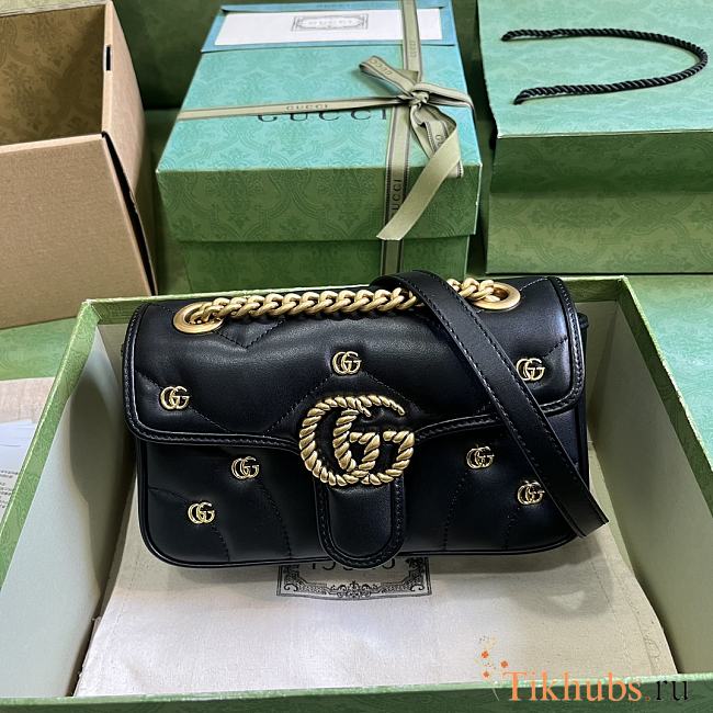 Gucci Marmont Mini Shoulder Black Bag 22x13x6cm - 1