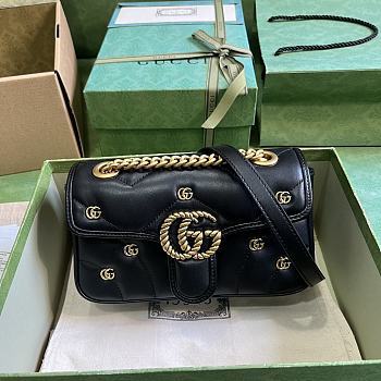 Gucci Marmont Mini Shoulder Black Bag 22x13x6cm