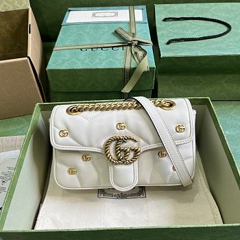Gucci Marmont Mini Shoulder White Bag 22x13x6cm