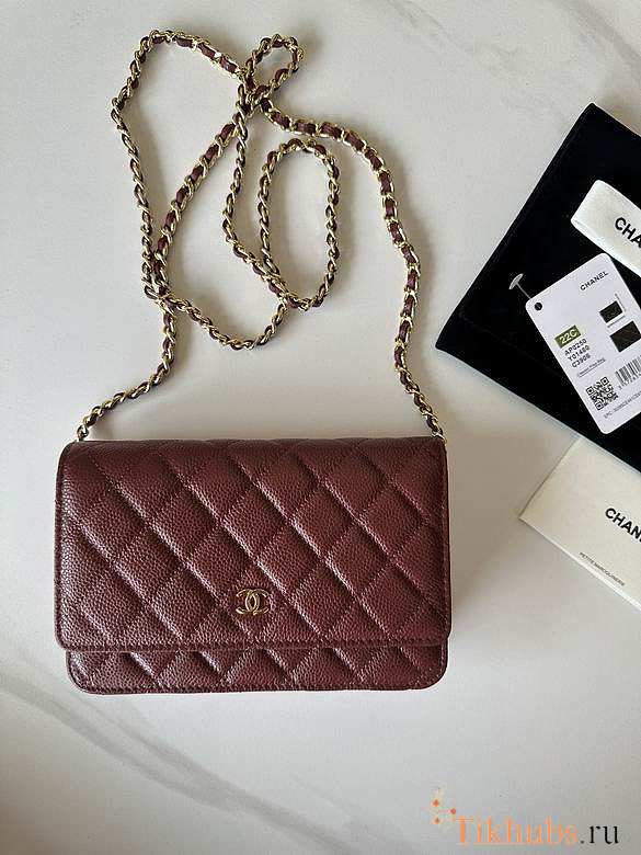 Chanel Wallet On Chain Red Wine Caviar Gold 19x12x3cm - 1