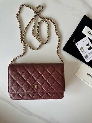 Chanel Wallet On Chain Red Wine Caviar Gold 19x12x3cm