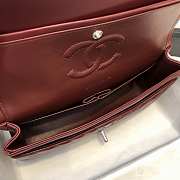 Chanel Flap Bag Chevron Red Wine Lambskin Silver 25cm - 6