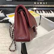 Chanel Flap Bag Chevron Red Wine Lambskin Silver 25cm - 5