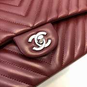 Chanel Flap Bag Chevron Red Wine Lambskin Silver 25cm - 3