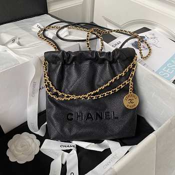 Chanel 22 Mini Handbag Black Caviar Gold 20 × 19 × 6 cm