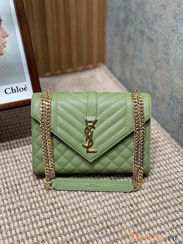 YSL Envelope Green Gold 24x17x6cm - 1