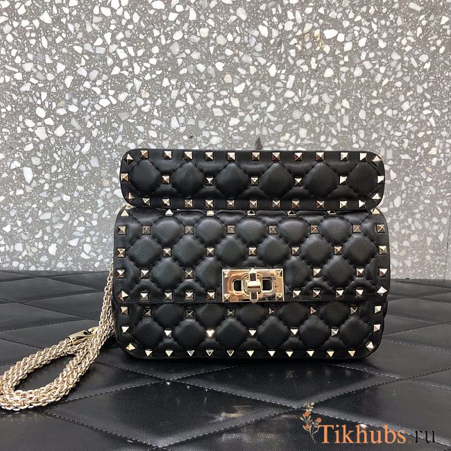 Valentino Small Rockstud Spike Bag Black 20x5x11.5cm - 1